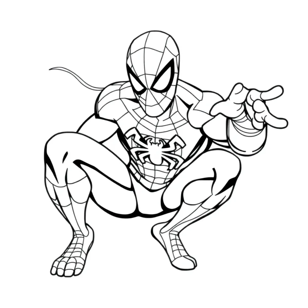 Spiderman Marvel Superheld Actie Tekenfilm coloring page for children