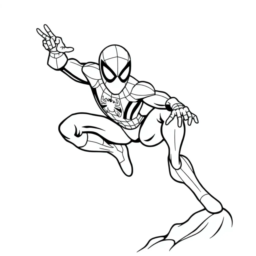 Spiderman Marvel Superheld Actie Tekenfilm coloring page for children