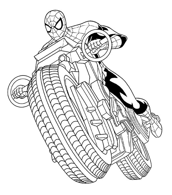 Spiderman Motor coloring page for children