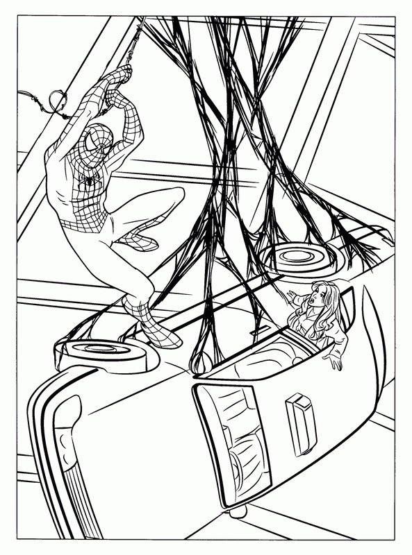 Spiderman Redt Meisje Auto coloring page for children