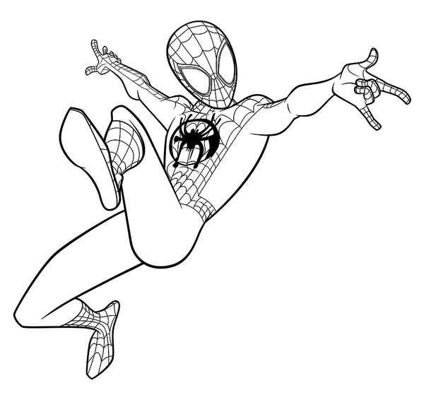 Spiderman Springt Lucht coloring page for children