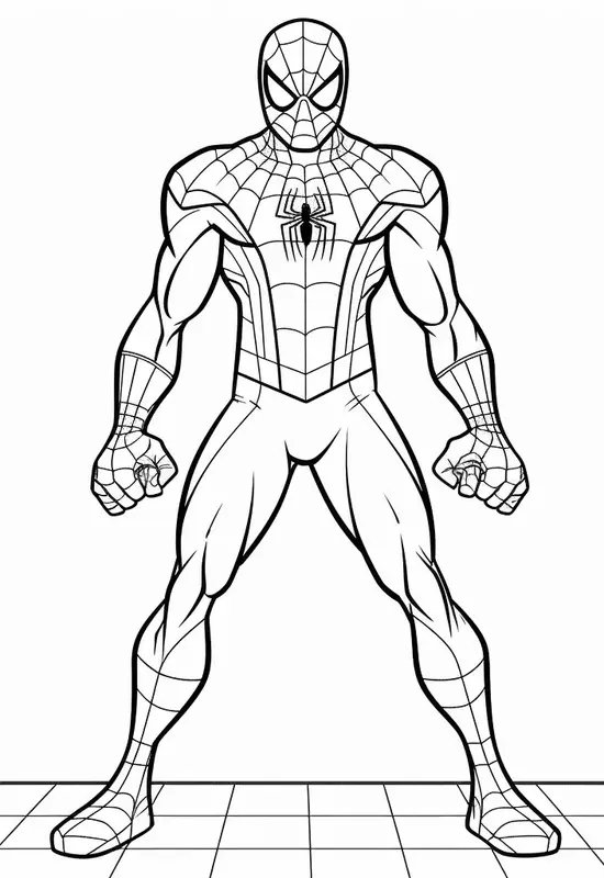 Spiderman Standing on the Sidewalk coloring page for children
