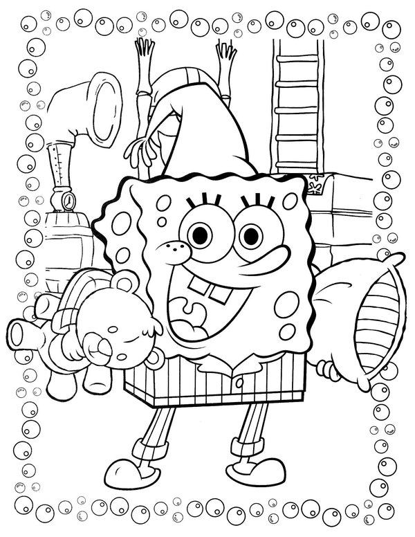Spongebob Ready For Bed coloring page for children