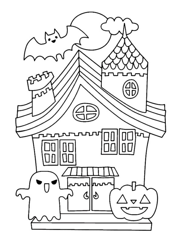 Spook Huis Halloween coloring page for children