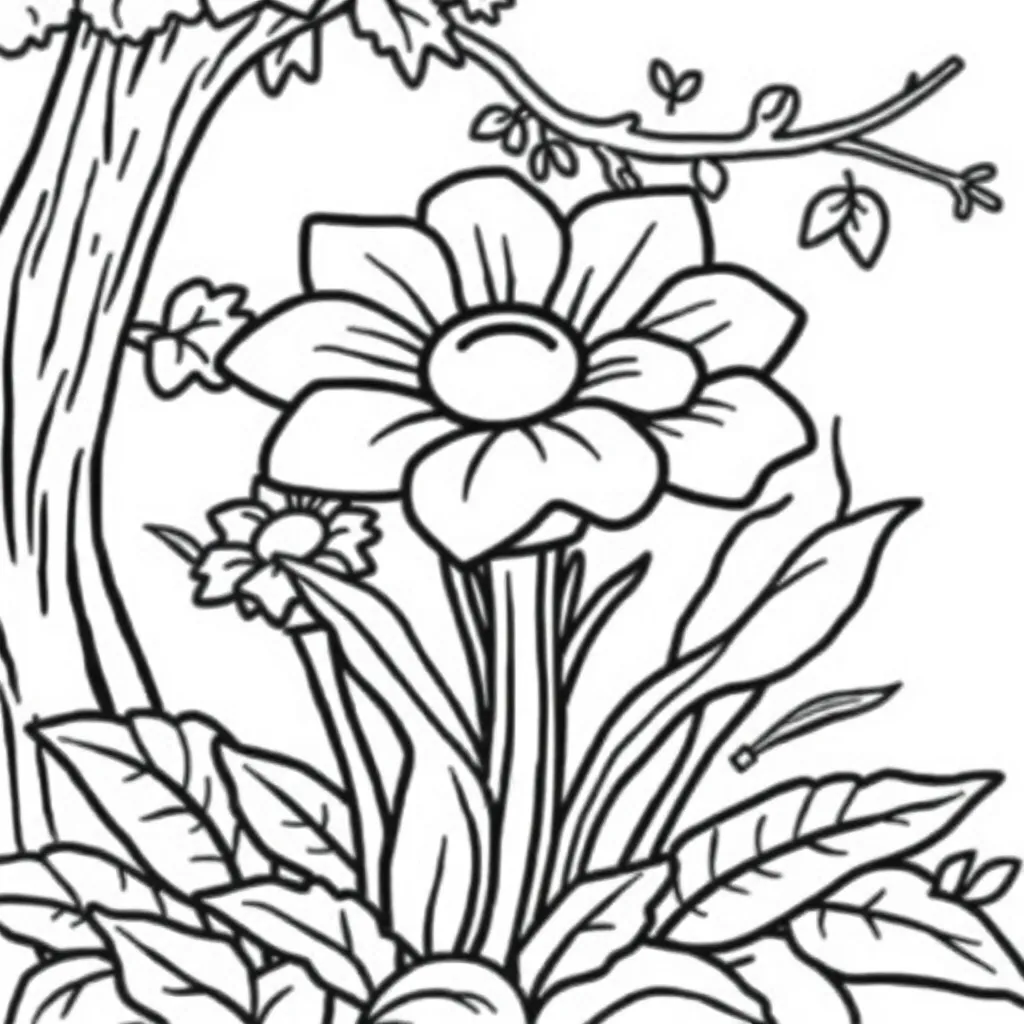 Sprookjesboom Fantasie Magisch Natuur Avontuur coloring page for children