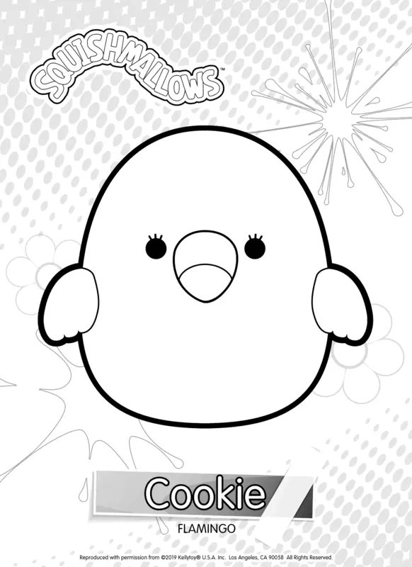 Squishmallows Cookie Flamingo coloring page for children