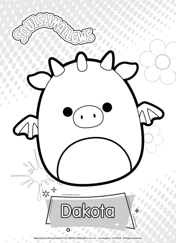 Squishmallows Dakota The Pink Dragon coloring page for children
