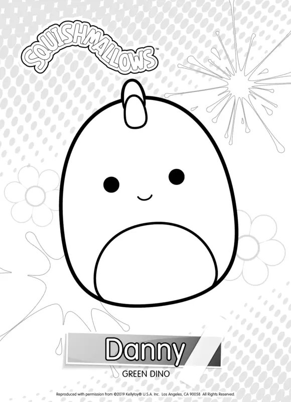 Squishmallows Danny Green Dino coloring page for children