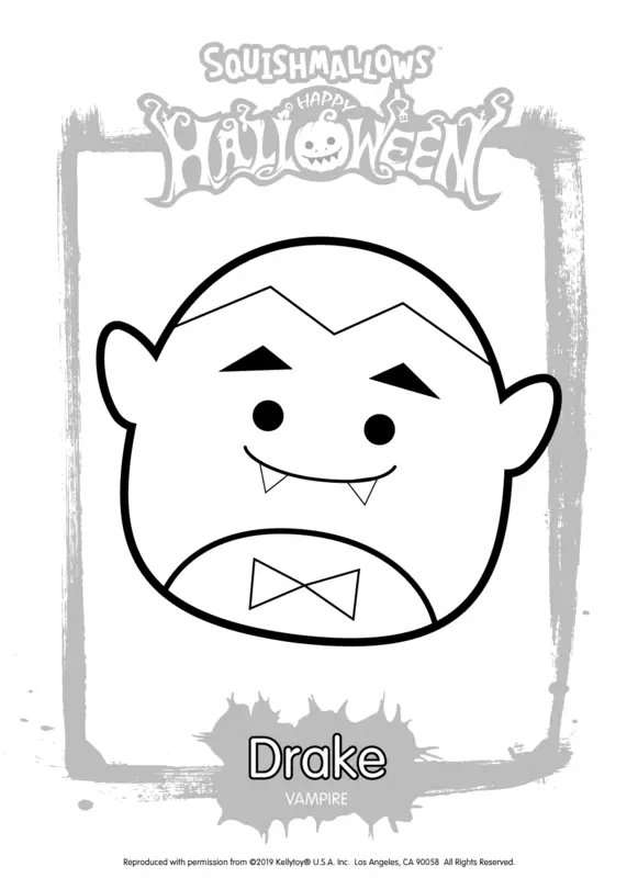 Squishmallows Drake the Vampire coloring page for children