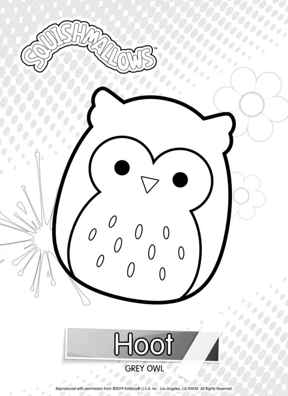 Squishmallows Hoot Grey Owl coloring page for children