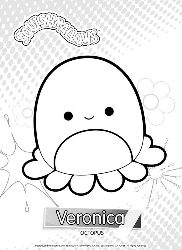 Squishmallows Octopus Veronica coloring page for children