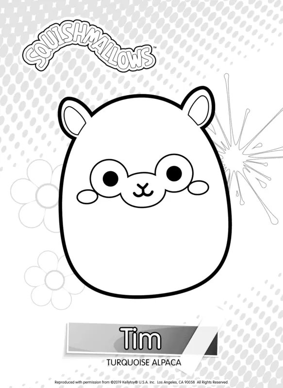 Squishmallows Tim Turquoise Alpaca coloring page for children