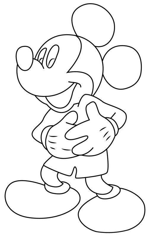 Staande Lachende Mickey Mouse coloring page for children