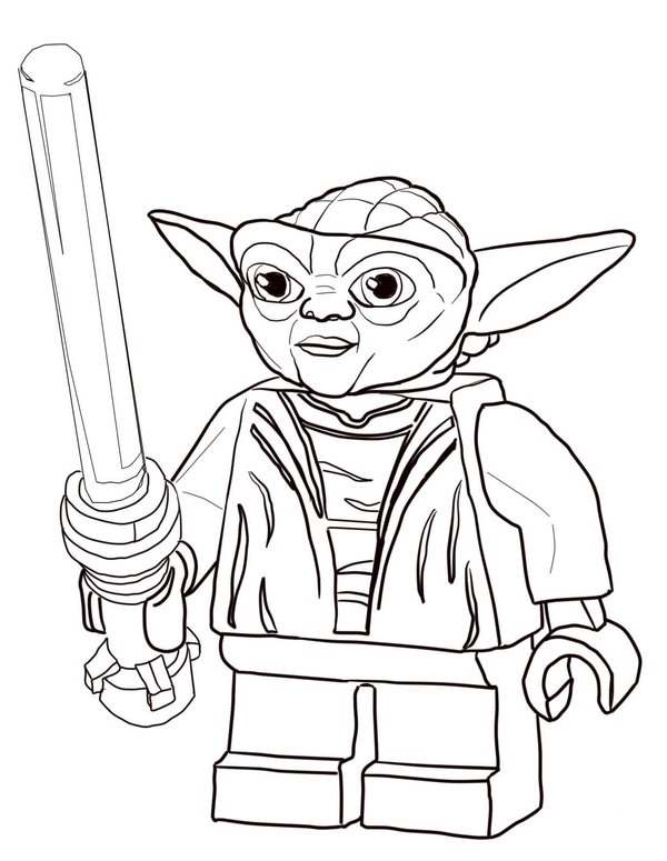 Star Wars Yoda Lego coloring page for children