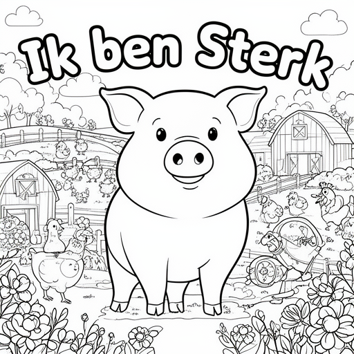 Sterk varken kleurplaat voor kinderen