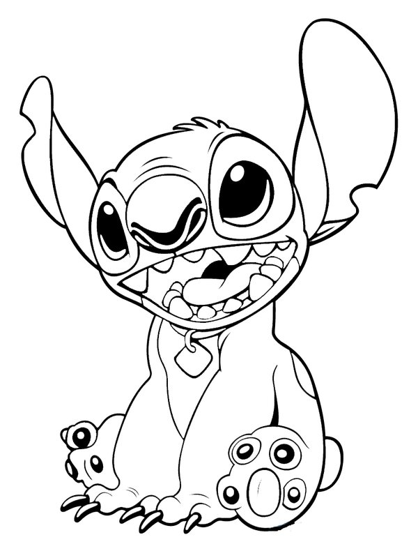 Stitch de suture bouche ouverte coloring page for children