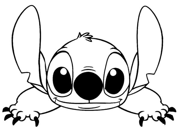 Stitch Kijkt Vrolijk coloring page for children