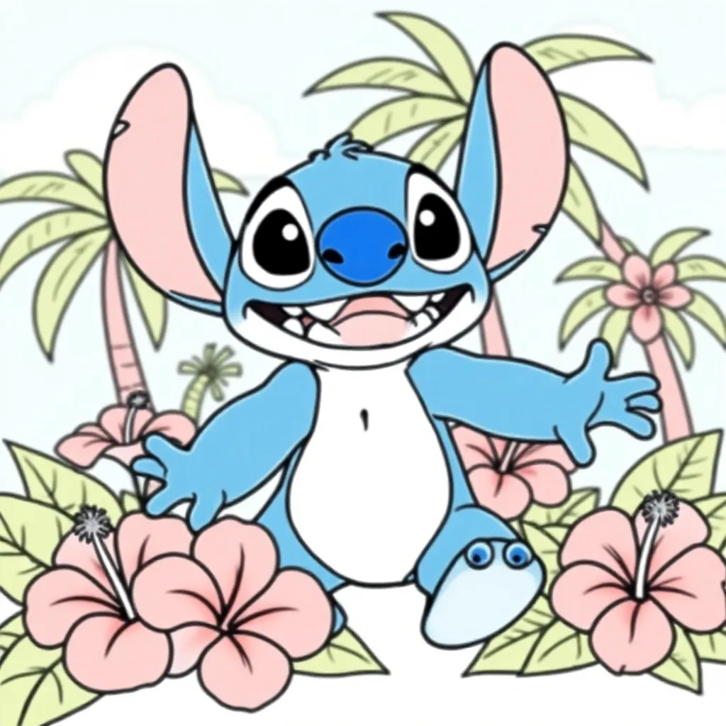 Stitch coloring page for children