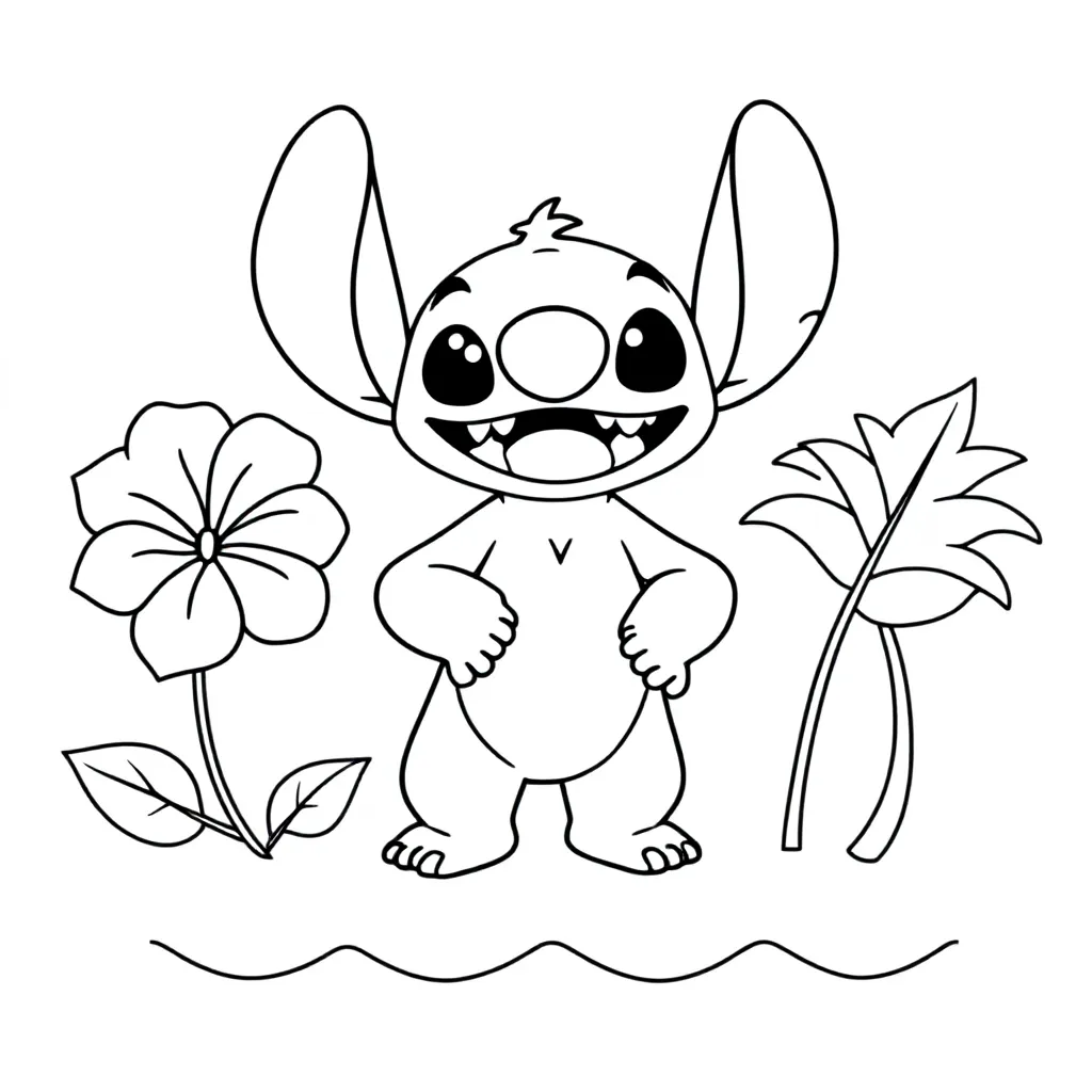 Stitch coloring page for children
