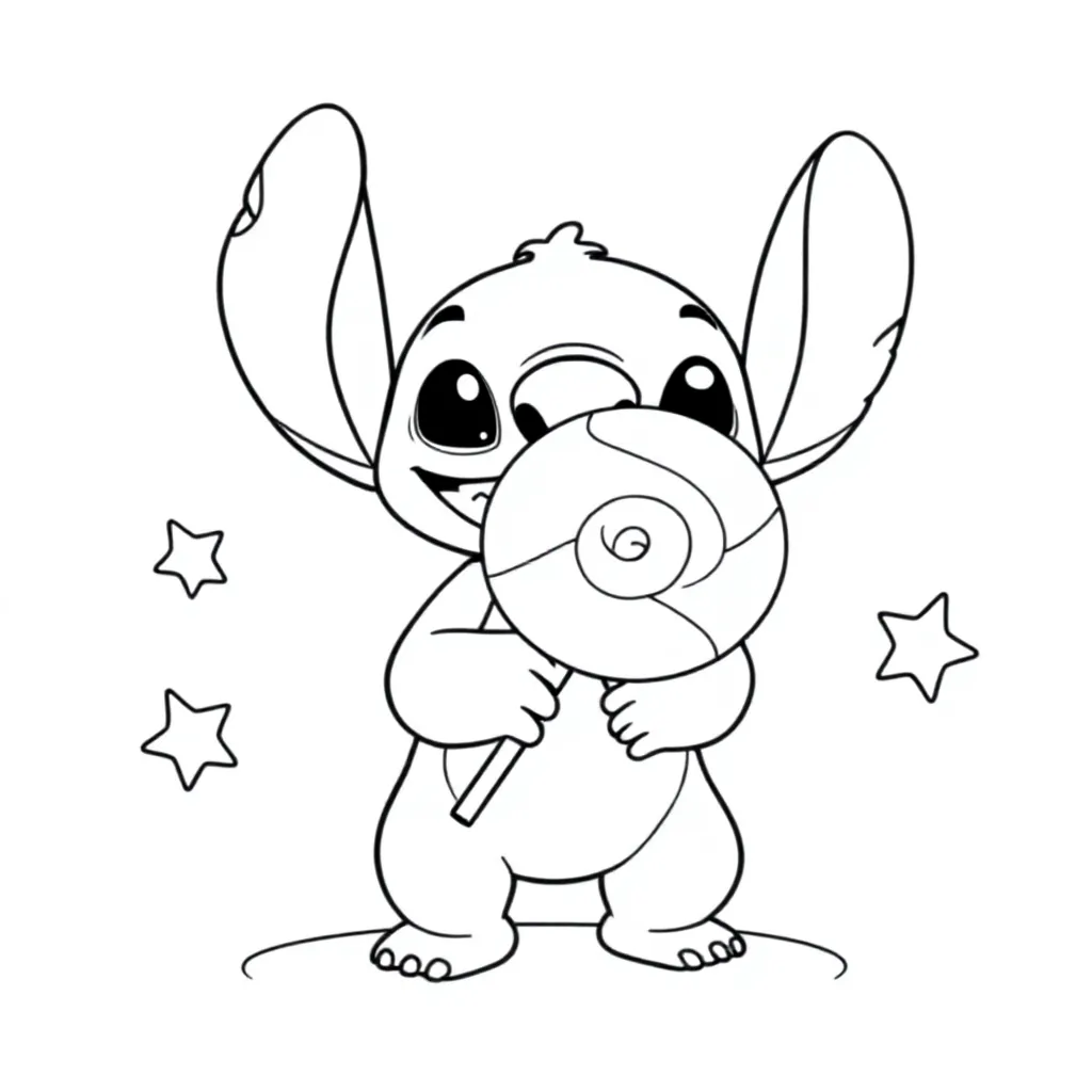 Stitch Lollypop coloring page for children