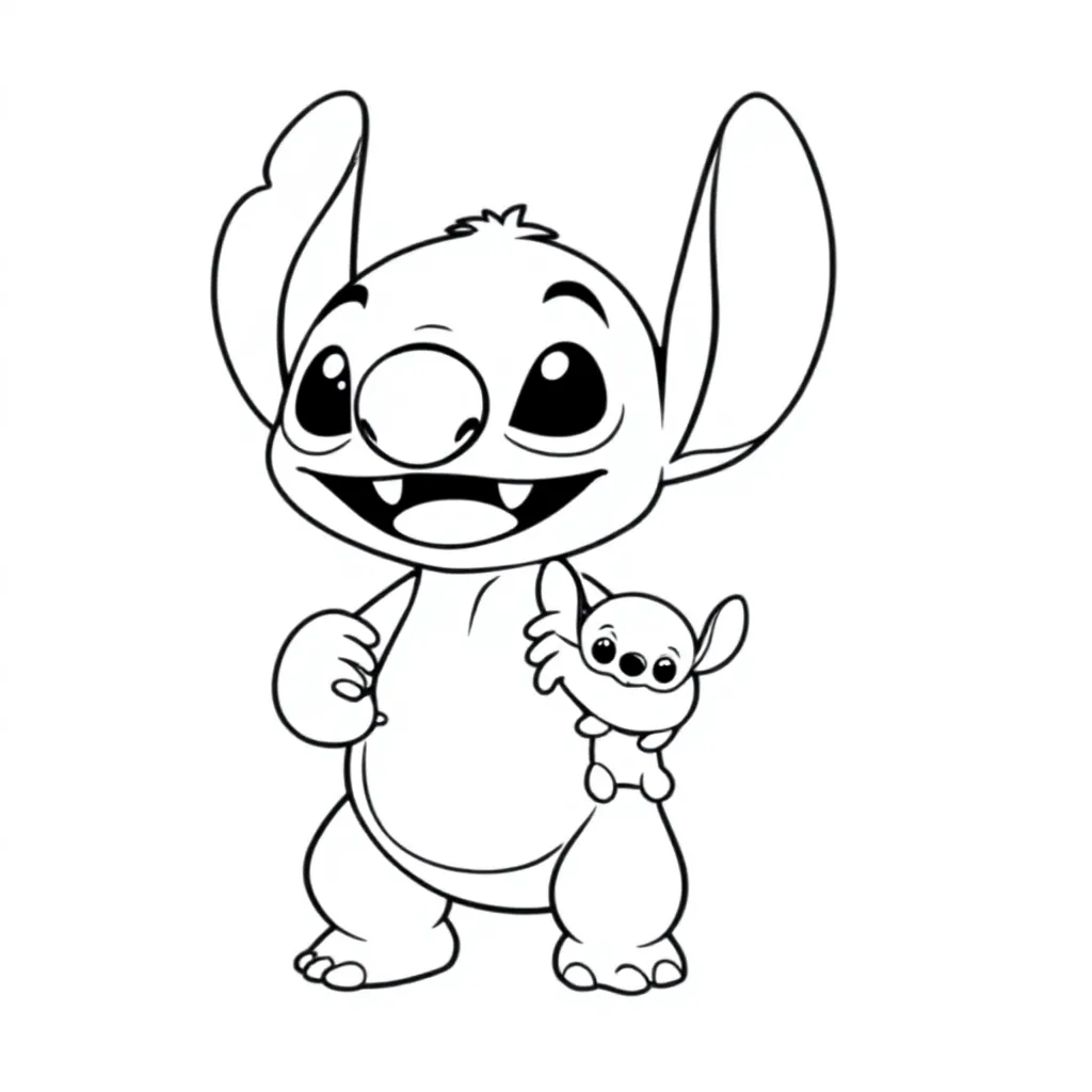 Stitch Met Een Klein Zusje coloring page for children