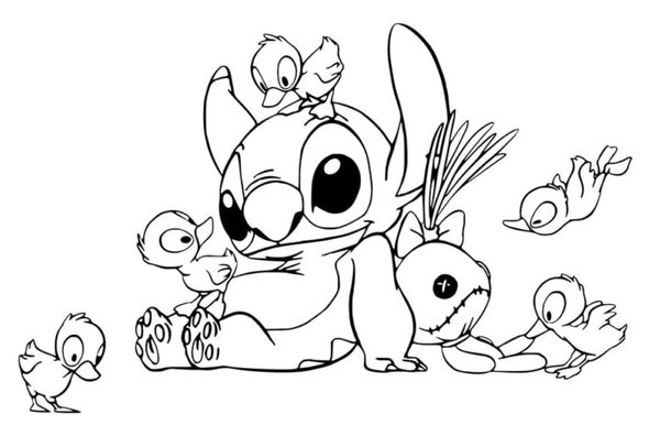 Stitch Mit Kleinen Entchen coloring page for children