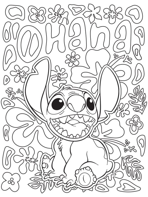 Stitch Ohana Kunstig coloring page for children