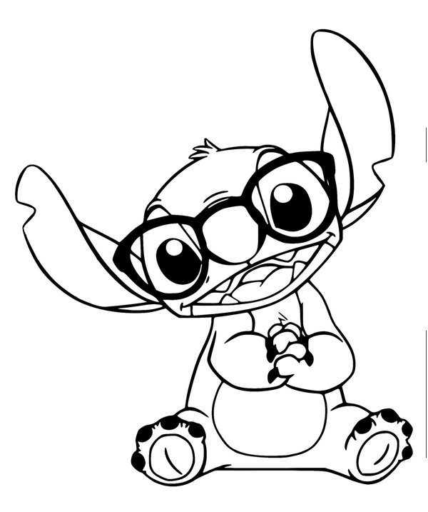 Stitch Schattig Bril coloring page for children