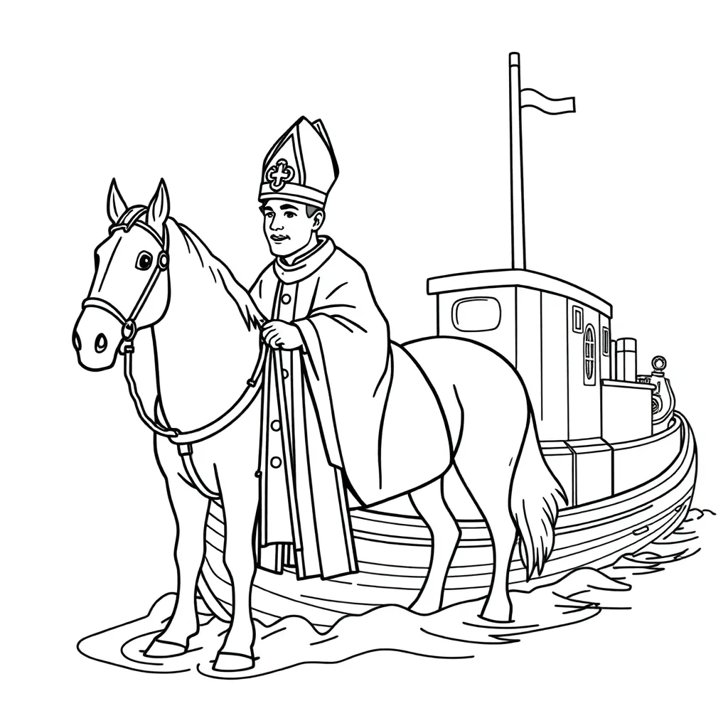 Stoomboot coloring page for children
