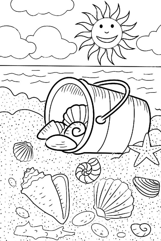 Strand Emmer Schelpen Stenen coloring page for children
