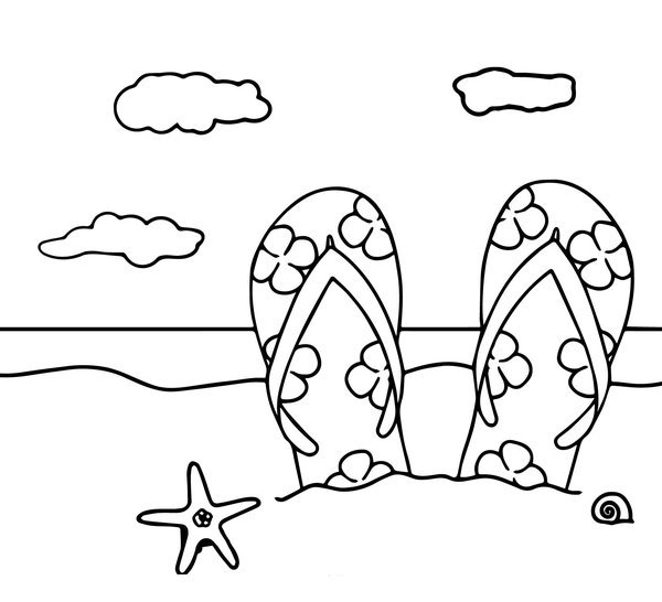 Strand Flip Flops In Sand coloring page for children
