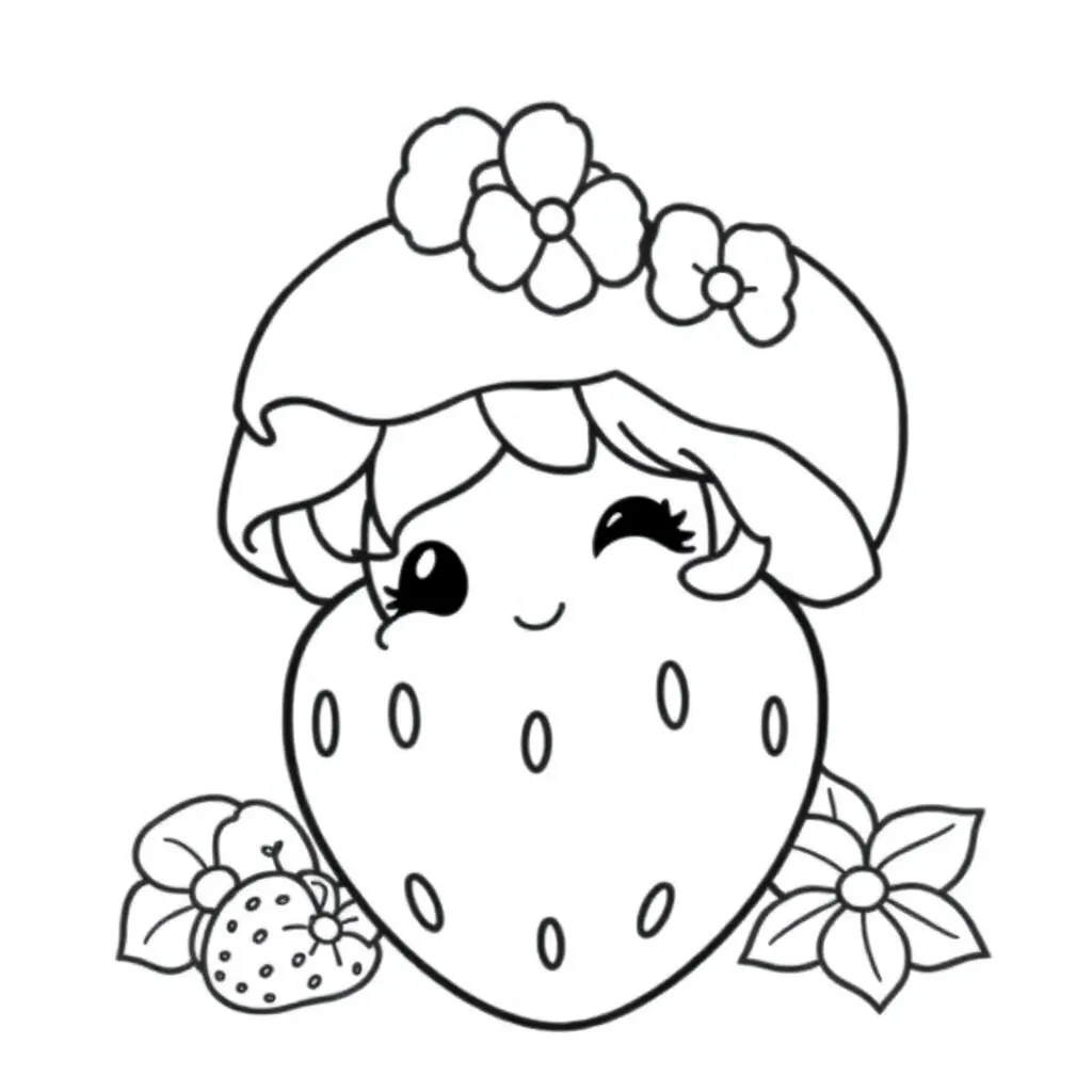 Strawberry Shortcake Meisje Cartoon Creatief Kleur coloring page for children