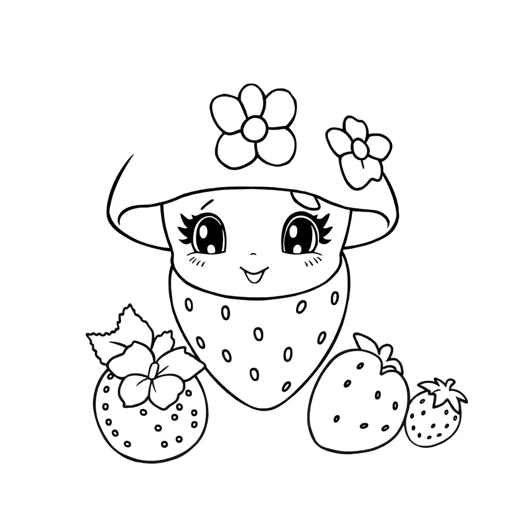 Strawberry Shortcake Meisje Zoet Cartoon Creatief coloring page for children