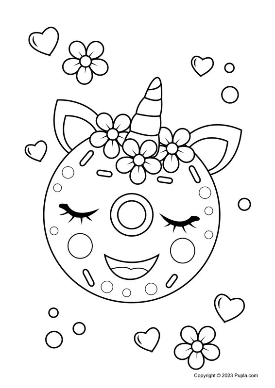 Süßer Einhorn-Donut coloring page for children