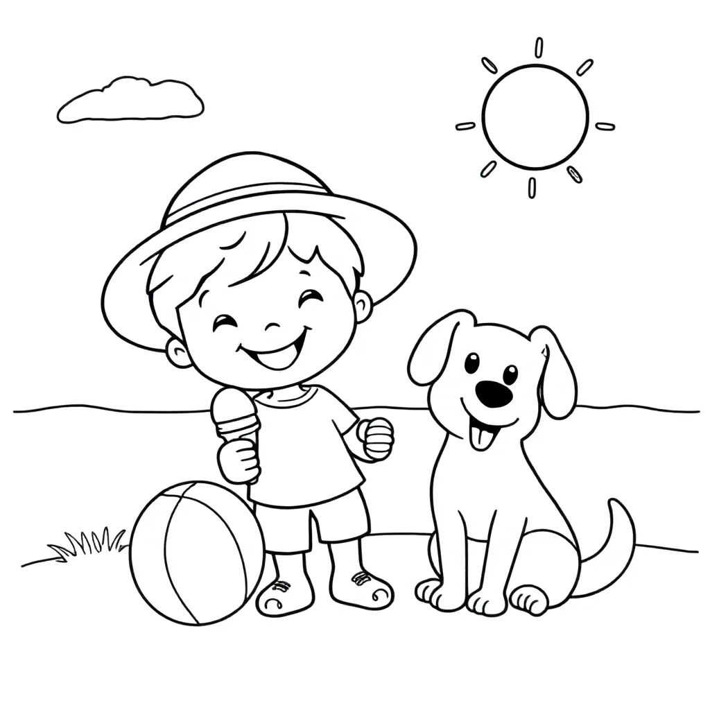 Summer coloring page for children