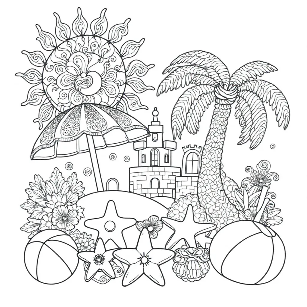 Summer Vibes coloring page for children