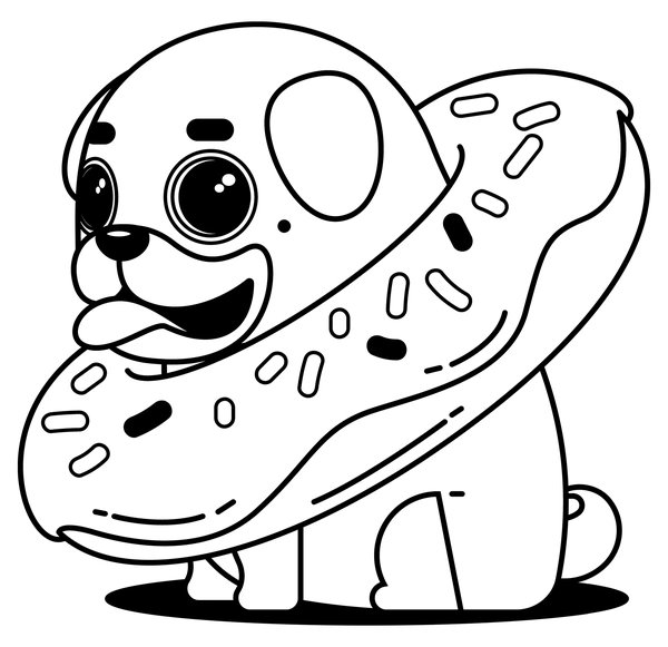 Susser Hund Mit Donut coloring page for children