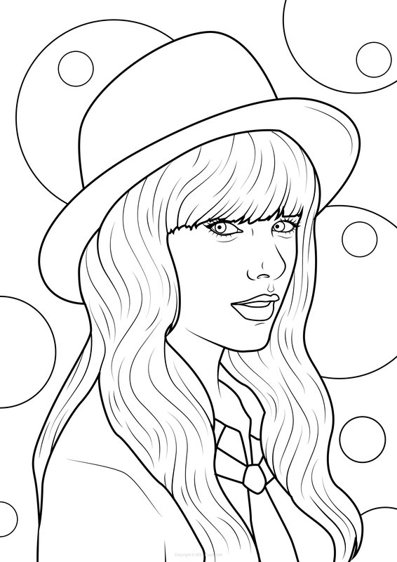 Taylor Swift Con Sombrero coloring page for children