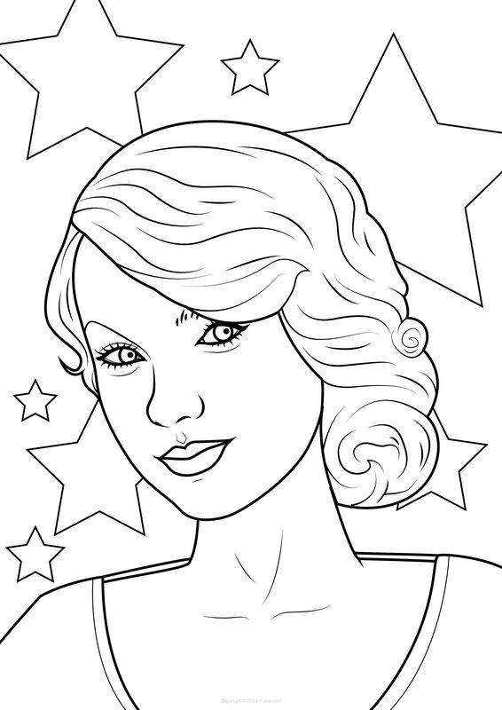 Taylor Swift Fondo Con Estrellas coloring page for children