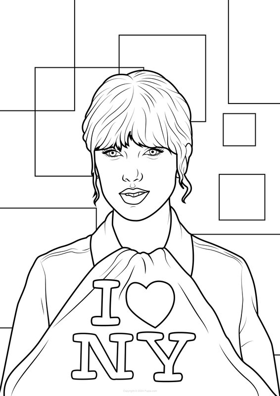 Taylor Swift I Love New York coloring page for children