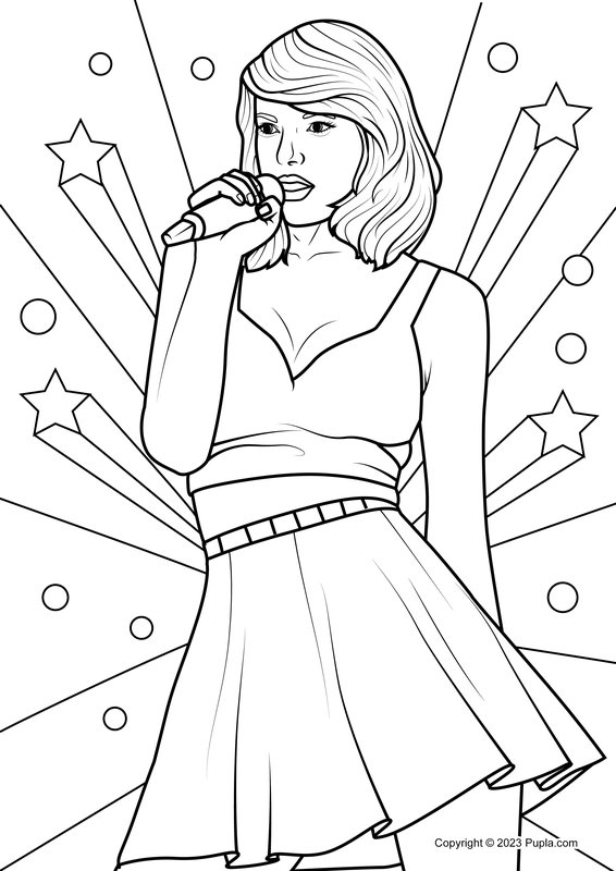 Taylor Swift Performing on Stage coloring page for children