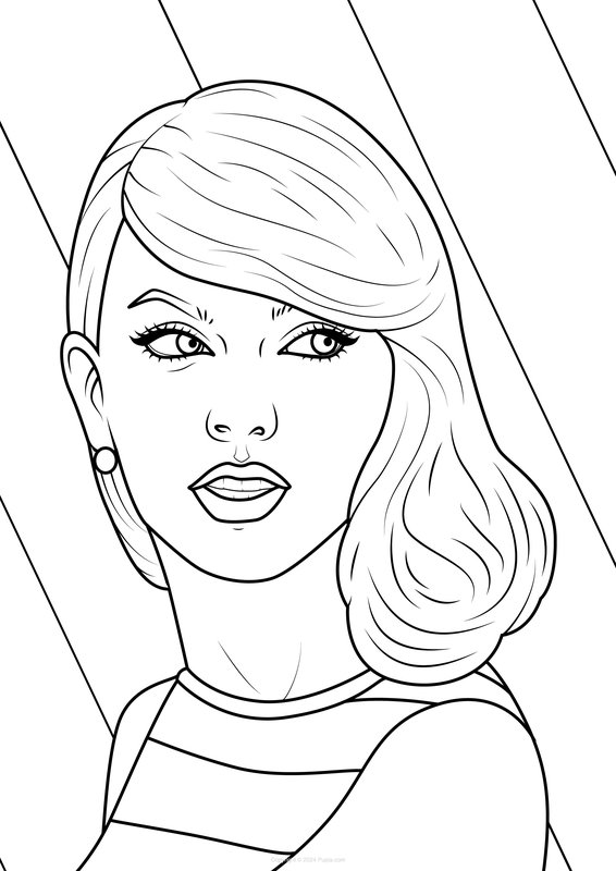 Taylor Swift schaut zur Seite coloring page for children