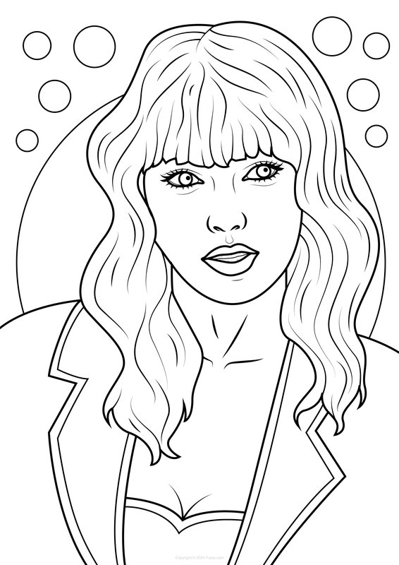 Taylor Swift trägt eine Jacke coloring page for children