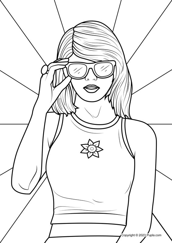 Taylor Swift trägt eine Sonnenbrille coloring page for children