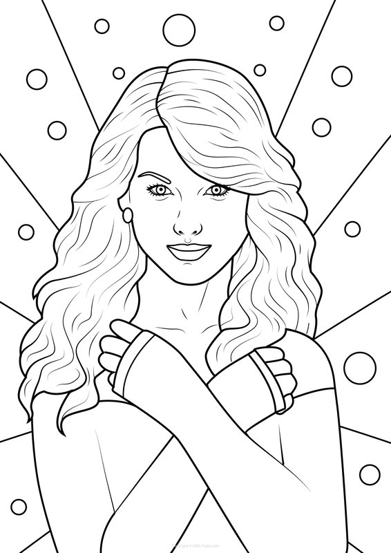 Taylor Swift with Arms Crossed coloring page for children