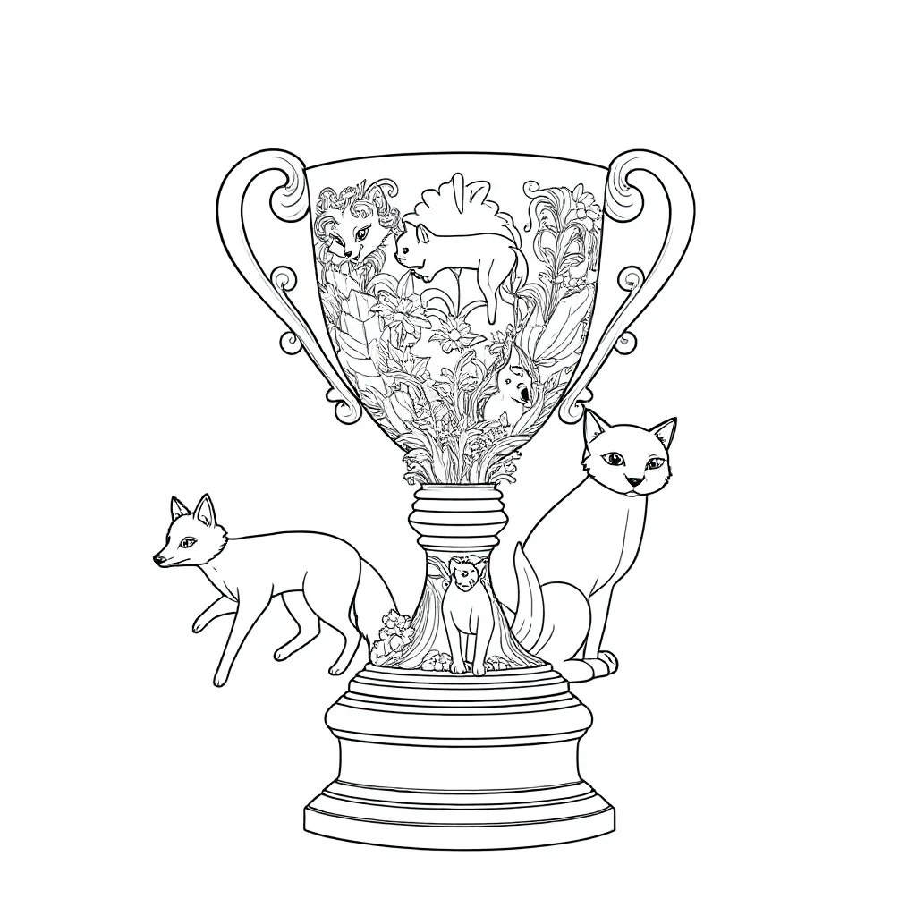 Teken Een Trofee Op De Trofee Staan De Afbeeldingen Van D... coloring page for children