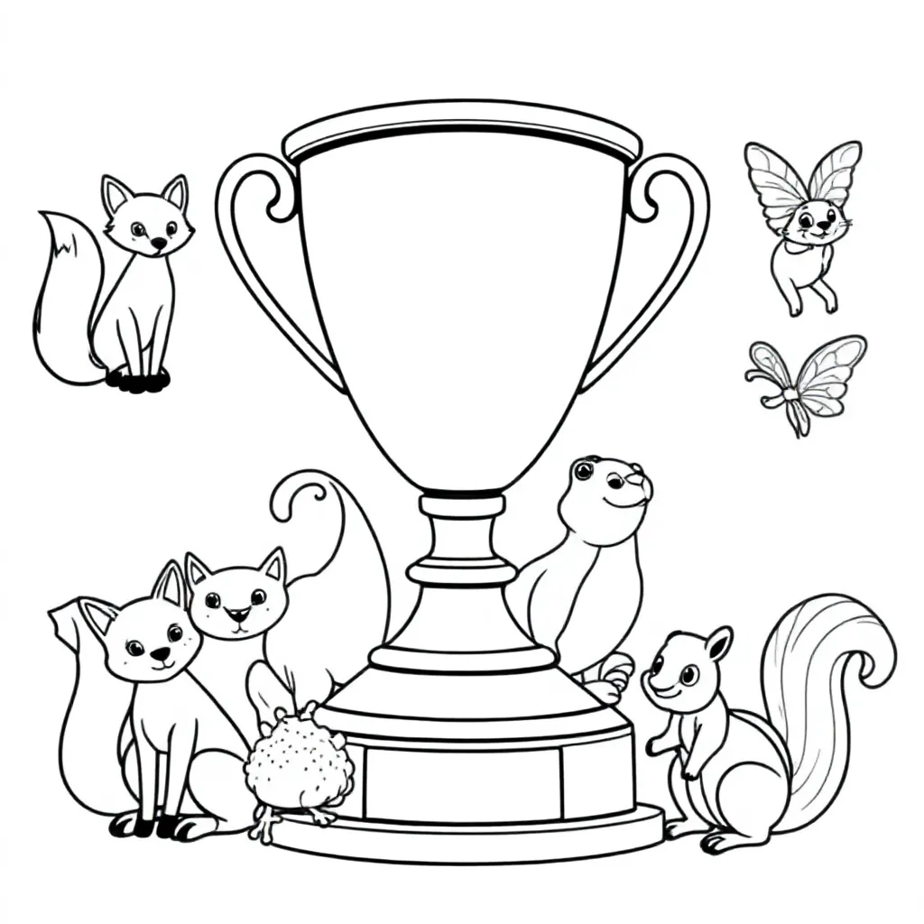 Teken Een Trofee Op De Trofee Staan De Afbeeldingen Van D... coloring page for children