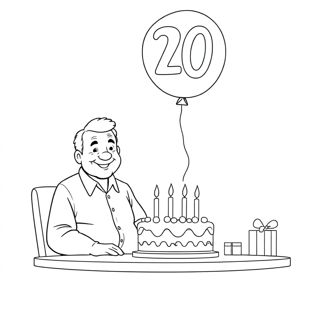 Tekening voor opa wordt 70 jaar met gelukkige verjaardag op kleurplaat voor kinderen