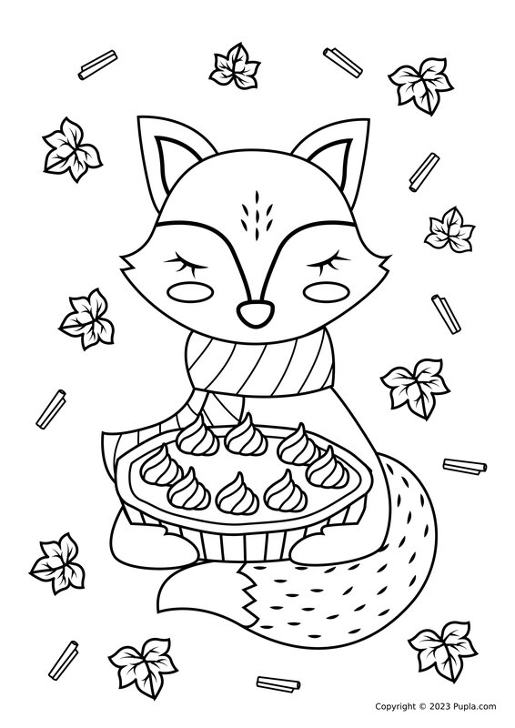 Thanksgiving Fox coloring page for children