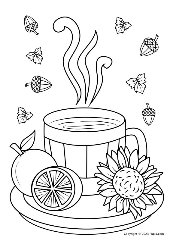 Thanksgiving Tea coloring page for children